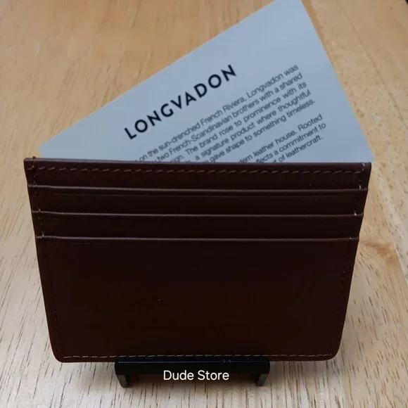 Longvadon Leather Men's Card Holder Maroon Cognac Color